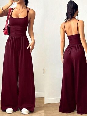 Wide-Leg Strappy Jumpsuit